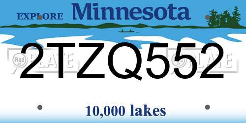 2TZQ552 Minnesota License Plate