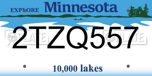 2TZQ557 Minnesota License Plate