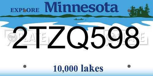 2TZQ598 Minnesota License Plate