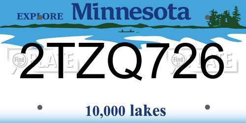 2TZQ726 Minnesota License Plate