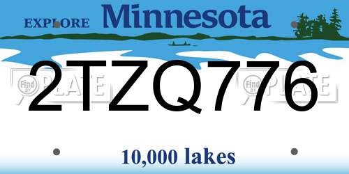 2TZQ776 Minnesota License Plate