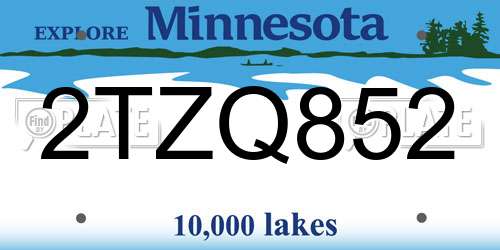 2TZQ852 Minnesota License Plate