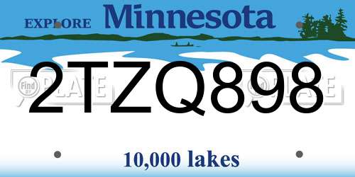 2TZQ898 Minnesota License Plate