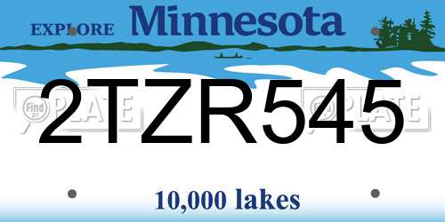 2TZR545 Minnesota License Plate
