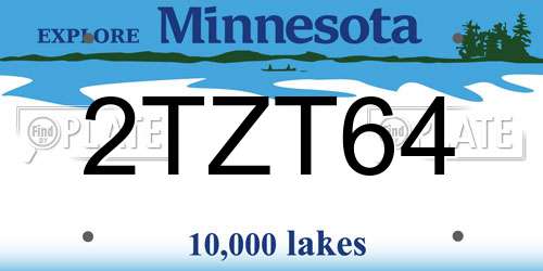 2TZT64 Minnesota License Plate