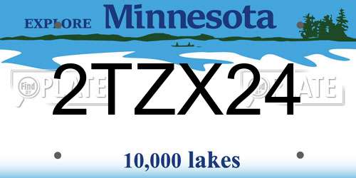 2TZX24 Minnesota License Plate