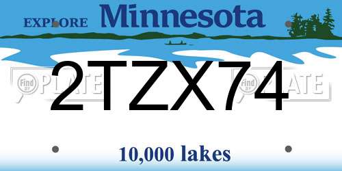 2TZX74 Minnesota License Plate