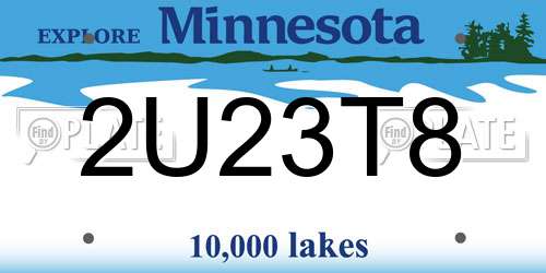 2U23T8 Minnesota License Plate