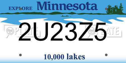 2U23Z5 Minnesota License Plate