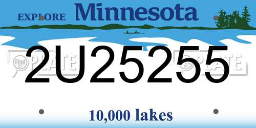 2U25255 Minnesota License Plate