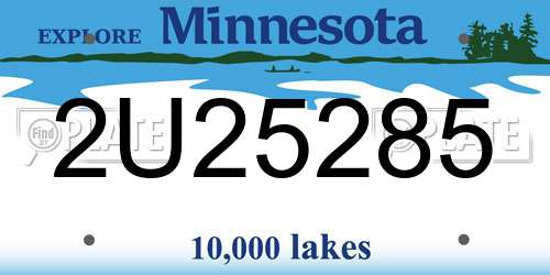 2U25285 Minnesota License Plate