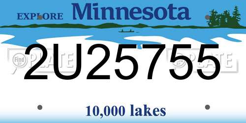 2U25755 Minnesota License Plate
