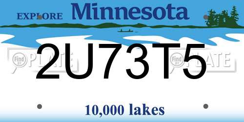 2U73T5 Minnesota License Plate