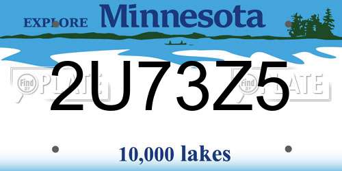 2U73Z5 Minnesota License Plate