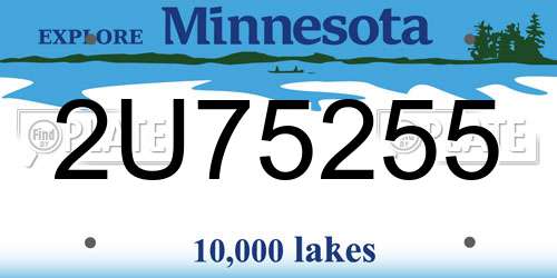 2U75255 Minnesota License Plate