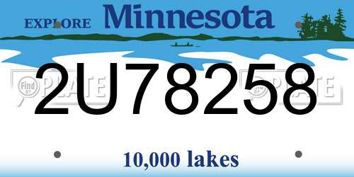 2U78258 Minnesota License Plate