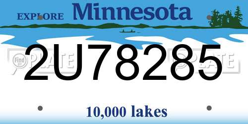2U78285 Minnesota License Plate