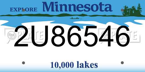 2U86546 Minnesota License Plate