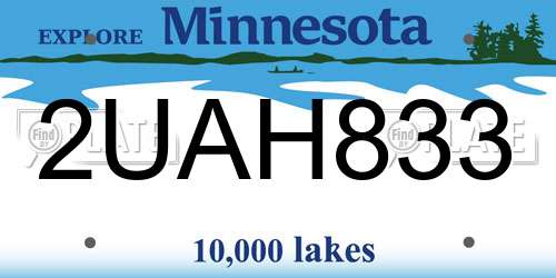 2UAH833 Minnesota License Plate