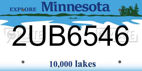 2UB6546 Minnesota License Plate