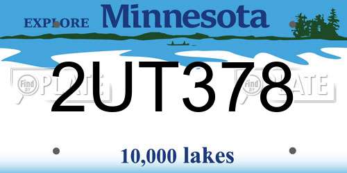 2UT378 Minnesota License Plate