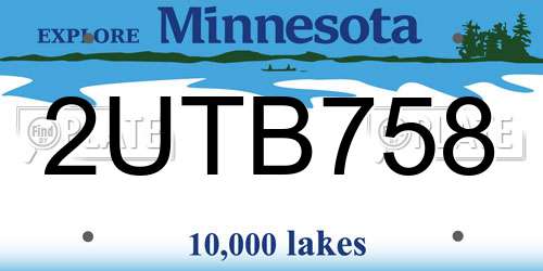 2UTB758 Minnesota License Plate