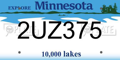 2UZ375 Minnesota License Plate