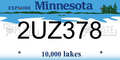 2UZ378 Minnesota License Plate