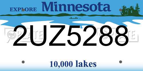2UZ5288 Minnesota License Plate