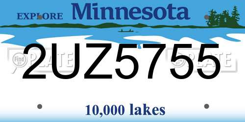 2UZ5755 Minnesota License Plate