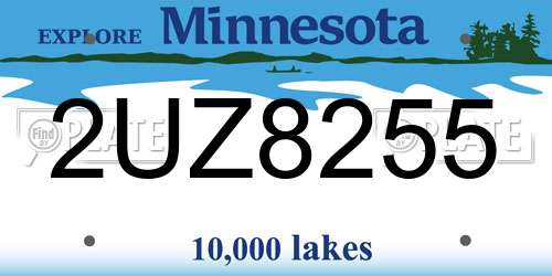 2UZ8255 Minnesota License Plate