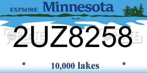 2UZ8258 Minnesota License Plate