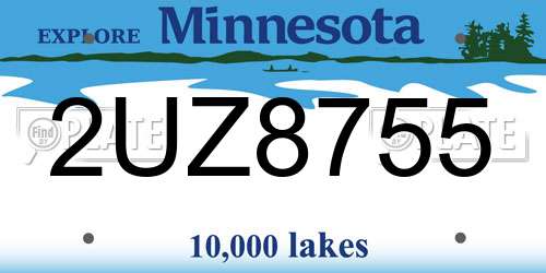 2UZ8755 Minnesota License Plate