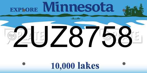 2UZ8758 Minnesota License Plate
