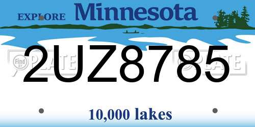 2UZ8785 Minnesota License Plate