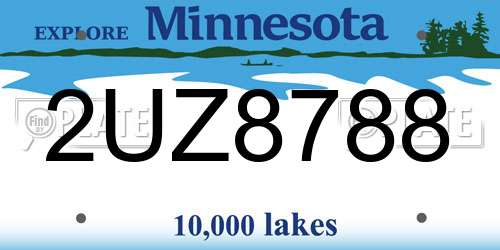 2UZ8788 Minnesota License Plate