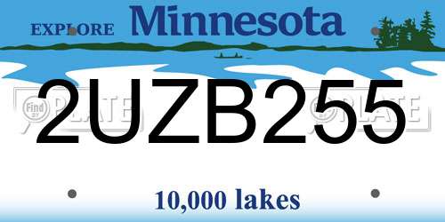 2UZB255 Minnesota License Plate