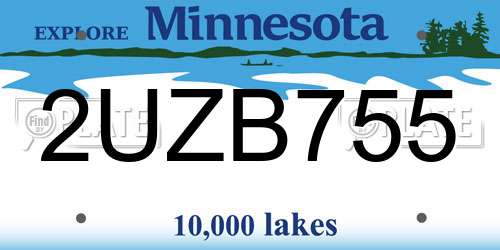 2UZB755 Minnesota License Plate