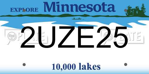 2UZE25 Minnesota License Plate