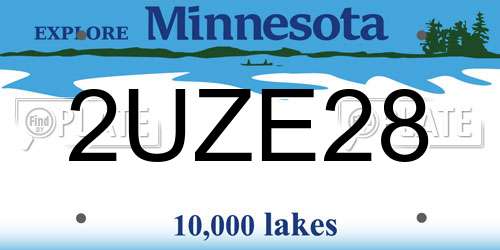 2UZE28 Minnesota License Plate
