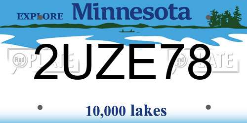 2UZE78 Minnesota License Plate