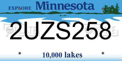 2UZS258 Minnesota License Plate