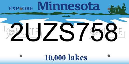 2UZS758 Minnesota License Plate