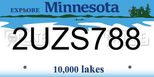 2UZS788 Minnesota License Plate