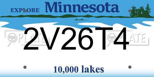 2V26T4 Minnesota License Plate