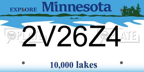 2V26Z4 Minnesota License Plate