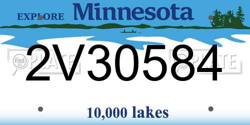 2V30584 Minnesota License Plate