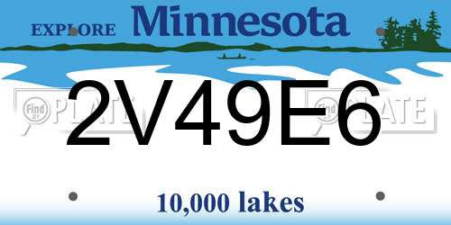 2V49E6 Minnesota License Plate