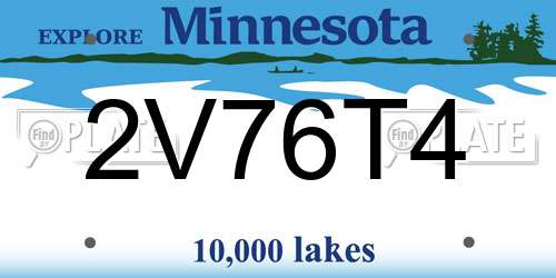2V76T4 Minnesota License Plate