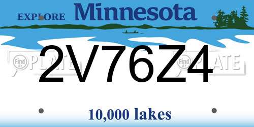 2V76Z4 Minnesota License Plate
